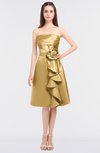ColsBM Elora Gold Glamorous Sleeveless Zip up Knee Length Flower Bridesmaid Dresses