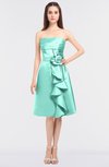 ColsBM Elora Mint Green Glamorous Sleeveless Zip up Knee Length Flower Bridesmaid Dresses