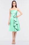 ColsBM Elora Pastel Green Glamorous Sleeveless Zip up Knee Length Flower Bridesmaid Dresses
