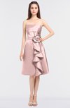 ColsBM Elora Silver Pink Glamorous Sleeveless Zip up Knee Length Flower Bridesmaid Dresses