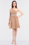 ColsBM Patsy Almost Apricot Sexy A-line Asymmetric Neckline Sleeveless Zip up Mini Bridesmaid Dresses