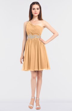 ColsBM Patsy Apricot Sexy A-line Asymmetric Neckline Sleeveless Zip up Mini Bridesmaid Dresses