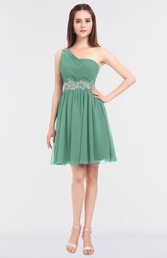 ColsBM Patsy Beryl Green Sexy A-line Asymmetric Neckline Sleeveless Zip up Mini Bridesmaid Dresses