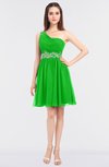 ColsBM Patsy Classic Green Sexy A-line Asymmetric Neckline Sleeveless Zip up Mini Bridesmaid Dresses