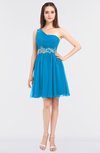 ColsBM Patsy Cornflower Blue Sexy A-line Asymmetric Neckline Sleeveless Zip up Mini Bridesmaid Dresses