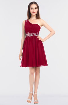 ColsBM Patsy Dark Red Sexy A-line Asymmetric Neckline Sleeveless Zip up Mini Bridesmaid Dresses