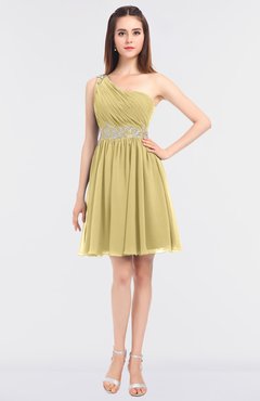 ColsBM Patsy Gold Sexy A-line Asymmetric Neckline Sleeveless Zip up Mini Bridesmaid Dresses