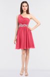 ColsBM Patsy Guava Sexy A-line Asymmetric Neckline Sleeveless Zip up Mini Bridesmaid Dresses