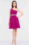 ColsBM Patsy Hot Pink Sexy A-line Asymmetric Neckline Sleeveless Zip up Mini Bridesmaid Dresses