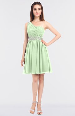 ColsBM Patsy Pale Green Sexy A-line Asymmetric Neckline Sleeveless Zip up Mini Bridesmaid Dresses