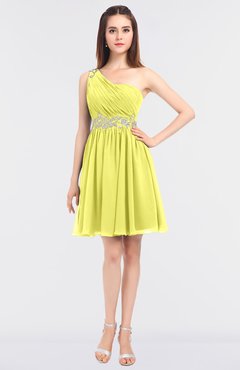 ColsBM Patsy Pale Yellow Sexy A-line Asymmetric Neckline Sleeveless Zip up Mini Bridesmaid Dresses
