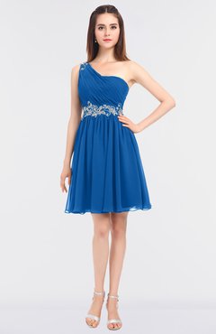 ColsBM Patsy Royal Blue Sexy A-line Asymmetric Neckline Sleeveless Zip up Mini Bridesmaid Dresses