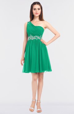ColsBM Patsy Sea Green Sexy A-line Asymmetric Neckline Sleeveless Zip up Mini Bridesmaid Dresses