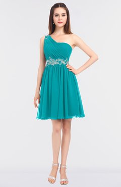 ColsBM Patsy Teal Sexy A-line Asymmetric Neckline Sleeveless Zip up Mini Bridesmaid Dresses