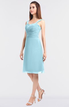 ColsBM Kyla Aqua Simple A-line Spaghetti Sleeveless Knee Length Ruching Bridesmaid Dresses