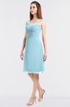ColsBM Kyla Aqua Simple A-line Spaghetti Sleeveless Knee Length Ruching Bridesmaid Dresses