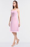 ColsBM Kyla Baby Pink Simple A-line Spaghetti Sleeveless Knee Length Ruching Bridesmaid Dresses