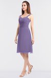 ColsBM Kyla Chalk Violet Simple A-line Spaghetti Sleeveless Knee Length Ruching Bridesmaid Dresses
