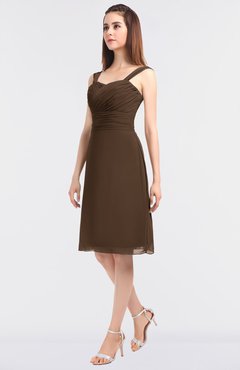 ColsBM Kyla Chocolate Brown Simple A-line Spaghetti Sleeveless Knee Length Ruching Bridesmaid Dresses