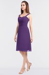 ColsBM Kyla Dark Purple Simple A-line Spaghetti Sleeveless Knee Length Ruching Bridesmaid Dresses