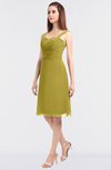 ColsBM Kyla Golden Olive Simple A-line Spaghetti Sleeveless Knee Length Ruching Bridesmaid Dresses