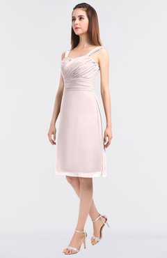 ColsBM Kyla Light Pink Simple A-line Spaghetti Sleeveless Knee Length Ruching Bridesmaid Dresses
