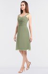 ColsBM Kyla Moss Green Simple A-line Spaghetti Sleeveless Knee Length Ruching Bridesmaid Dresses