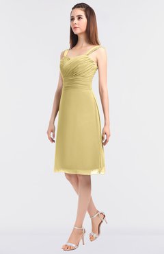 ColsBM Kyla New Wheat Simple A-line Spaghetti Sleeveless Knee Length Ruching Bridesmaid Dresses
