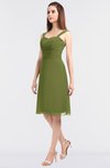 ColsBM Kyla Olive Green Simple A-line Spaghetti Sleeveless Knee Length Ruching Bridesmaid Dresses