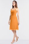 ColsBM Kyla Orange Simple A-line Spaghetti Sleeveless Knee Length Ruching Bridesmaid Dresses