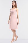 ColsBM Kyla Pastel Pink Simple A-line Spaghetti Sleeveless Knee Length Ruching Bridesmaid Dresses