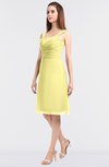 ColsBM Kyla Pastel Yellow Simple A-line Spaghetti Sleeveless Knee Length Ruching Bridesmaid Dresses