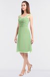 ColsBM Kyla Sage Green Simple A-line Spaghetti Sleeveless Knee Length Ruching Bridesmaid Dresses