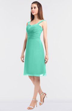 ColsBM Kyla Seafoam Green Simple A-line Spaghetti Sleeveless Knee Length Ruching Bridesmaid Dresses