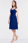 ColsBM Kyla Sodalite Blue Simple A-line Spaghetti Sleeveless Knee Length Ruching Bridesmaid Dresses