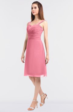 ColsBM Kyla Watermelon Simple A-line Spaghetti Sleeveless Knee Length Ruching Bridesmaid Dresses