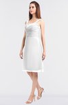 ColsBM Kyla White Simple A-line Spaghetti Sleeveless Knee Length Ruching Bridesmaid Dresses