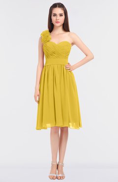 ColsBM Mina Lemon Curry Romantic A-line Asymmetric Neckline Sleeveless Knee Length Bridesmaid Dresses