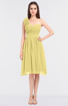 ColsBM Mina Misted Yellow Romantic A-line Asymmetric Neckline Sleeveless Knee Length Bridesmaid Dresses