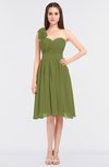 ColsBM Mina Olive Green Romantic A-line Asymmetric Neckline Sleeveless Knee Length Bridesmaid Dresses