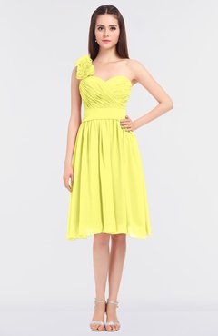ColsBM Mina Pale Yellow Romantic A-line Asymmetric Neckline Sleeveless Knee Length Bridesmaid Dresses