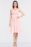 ColsBM Mina Pastel Pink Romantic A-line Asymmetric Neckline Sleeveless Knee Length Bridesmaid Dresses