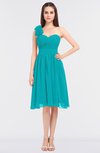 ColsBM Mina Peacock Blue Romantic A-line Asymmetric Neckline Sleeveless Knee Length Bridesmaid Dresses