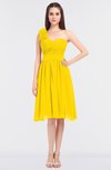 ColsBM Mina Yellow Romantic A-line Asymmetric Neckline Sleeveless Knee Length Bridesmaid Dresses