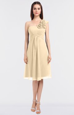 ColsBM Zoie Apricot Gelato Sexy A-line Asymmetric Neckline Sleeveless Knee Length Bridesmaid Dresses