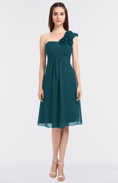 ColsBM Zoie Blue Green Sexy A-line Asymmetric Neckline Sleeveless Knee Length Bridesmaid Dresses