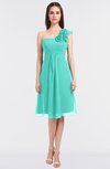 ColsBM Zoie Blue Turquoise Sexy A-line Asymmetric Neckline Sleeveless Knee Length Bridesmaid Dresses