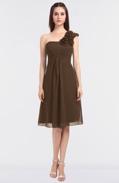 ColsBM Zoie Chocolate Brown Sexy A-line Asymmetric Neckline Sleeveless Knee Length Bridesmaid Dresses