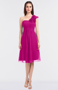 ColsBM Zoie Hot Pink Sexy A-line Asymmetric Neckline Sleeveless Knee Length Bridesmaid Dresses