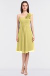 ColsBM Zoie Misted Yellow Sexy A-line Asymmetric Neckline Sleeveless Knee Length Bridesmaid Dresses